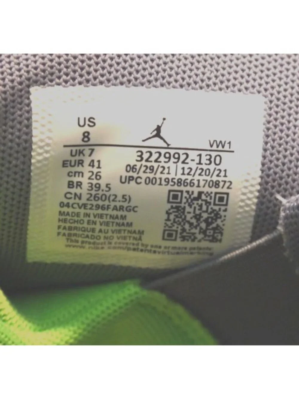 Nike Air Jordan 6 Rings Altitude 322992-130 black & white men's sneakers size 8